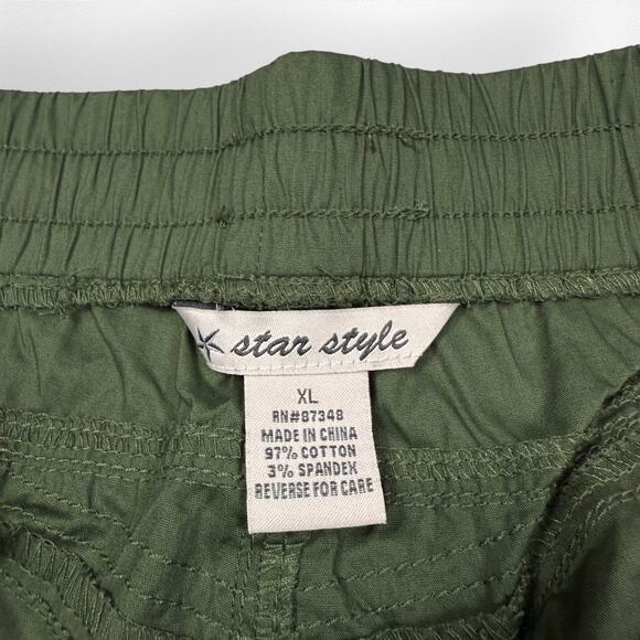 Womens Star Style Green Cargo Capri Pants Size XL - Picture 3 of 6